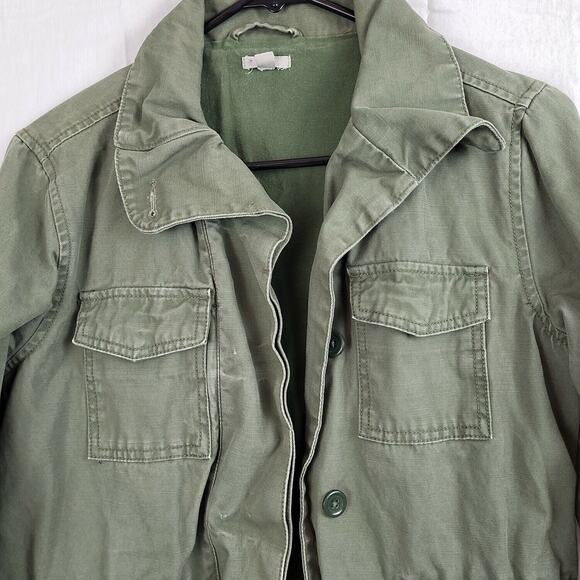 Ecote Womens Olive Cotton Long Sleeve Button Front Military Jacket Size Small - Picture 3 of 10